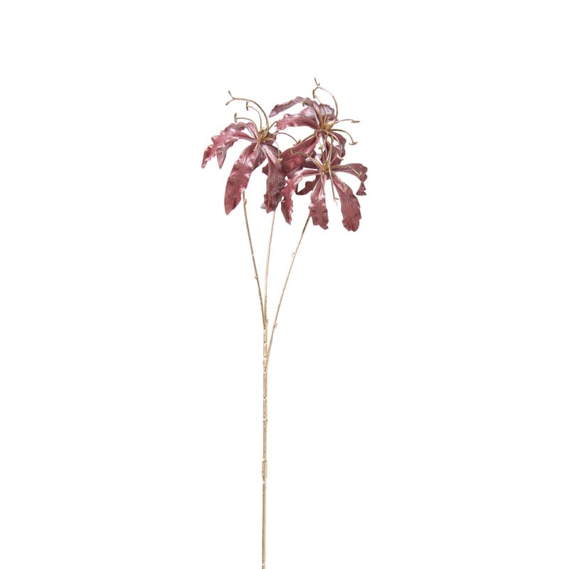 Kunstbloem gloriosa - goudkleurig/rood - 60 cm