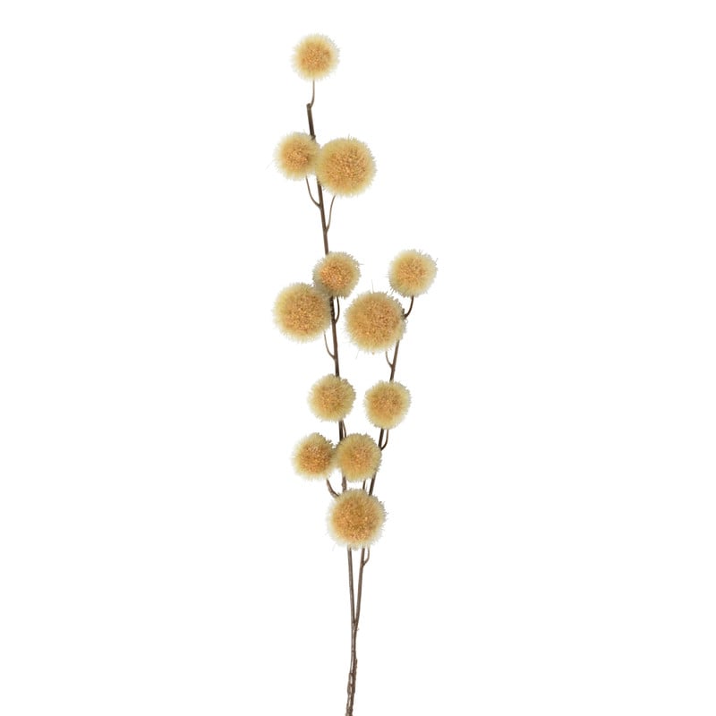 Kunsttak met bolletjes - geel - 103 cm