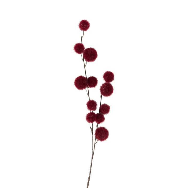 Kunsttak met bolletjes - rood - 103 cm