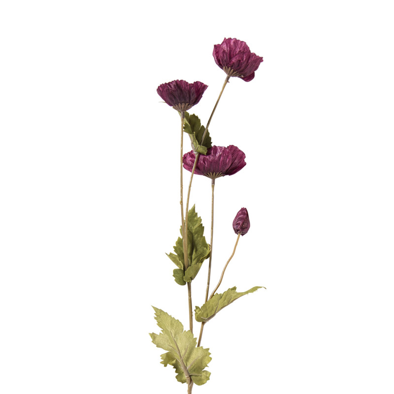 Kunstbloem klaproos - paars - 58 cm