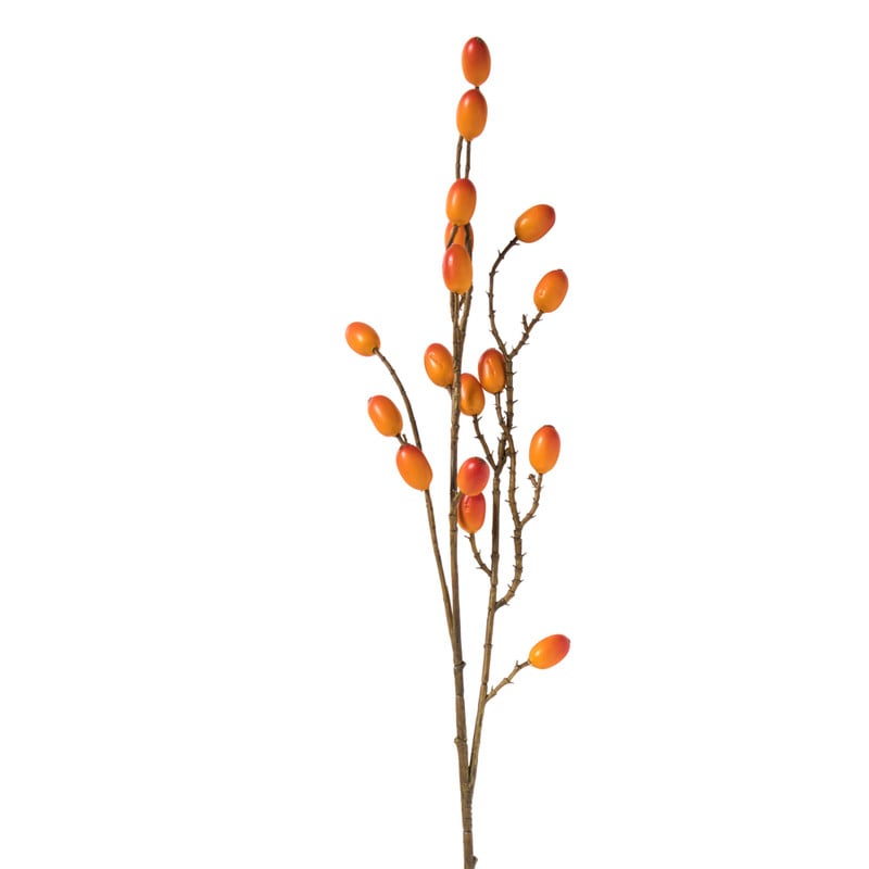 Kunsttak met eikeltjes - oranje - 66 cm