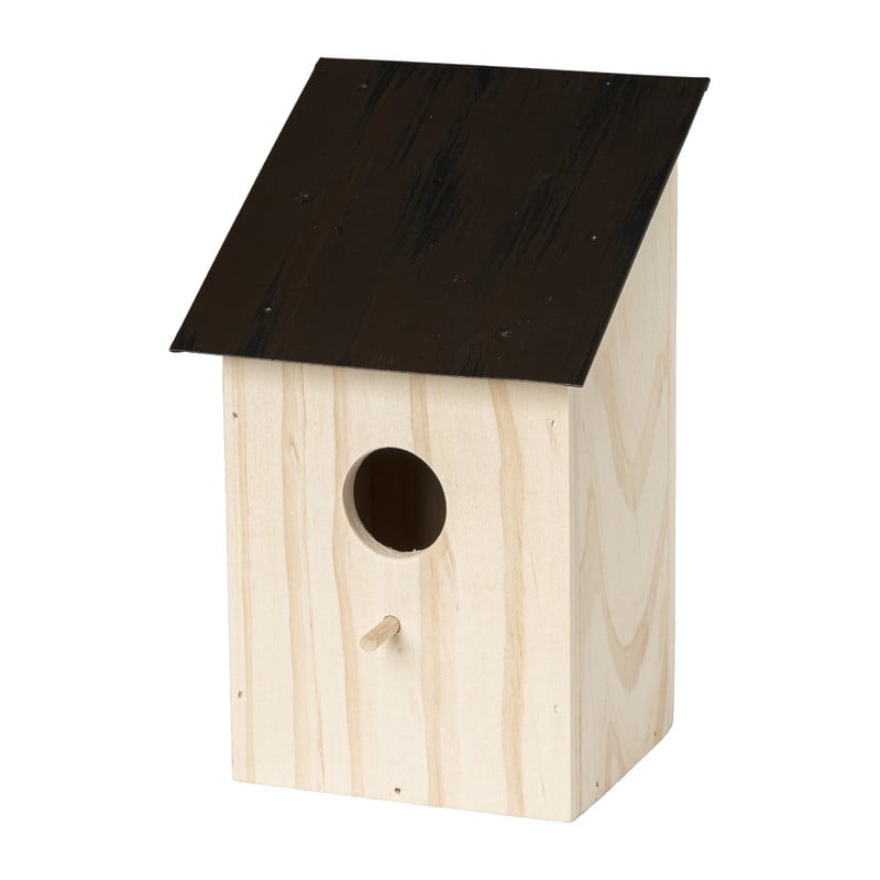 Vogelhuisje - naturel/zwart - 19x10,5x12 cm