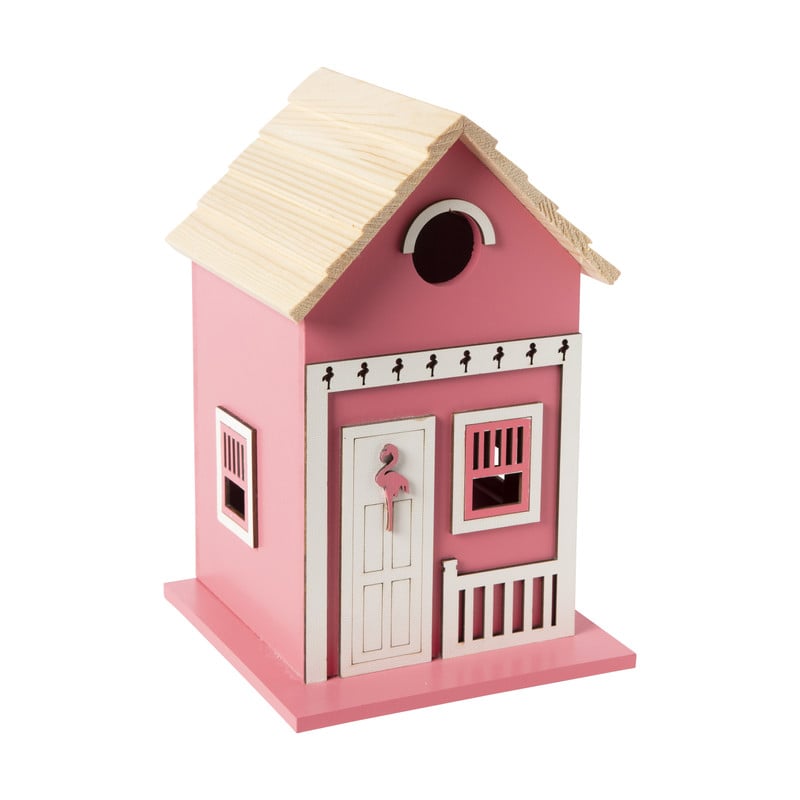 Vogelhuisje flamingo - roze - 24x16x13 cm