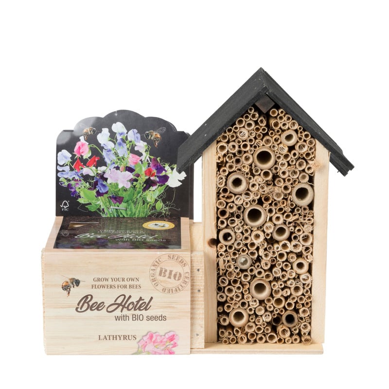 Bijenhotel met bloemen - diverse varianten