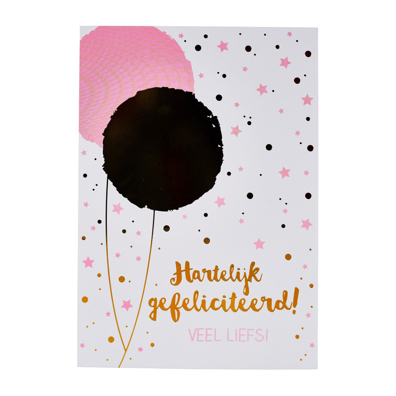 Wenskaarten gefeliciteerd - goudprint - set van 6