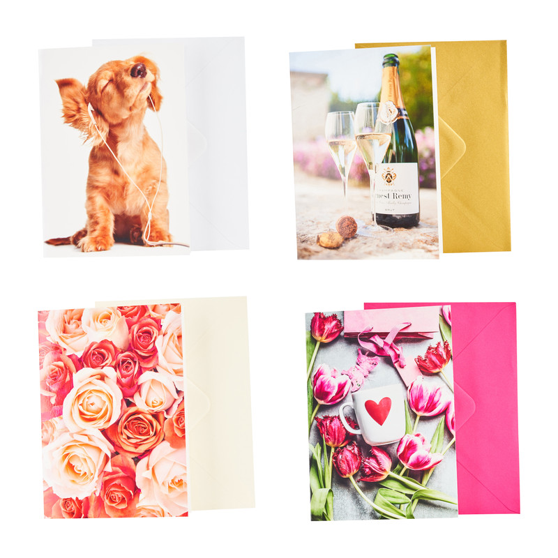 Dubbele wenskaarten love - set van 4