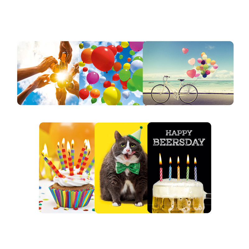 Wenskaarten verjaardag - set van 6