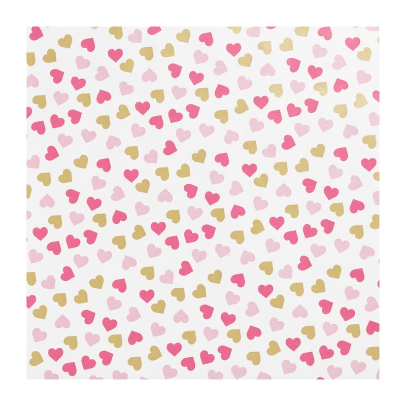 Inpakpapier hartjes - goud/roze - 200x70 cm 