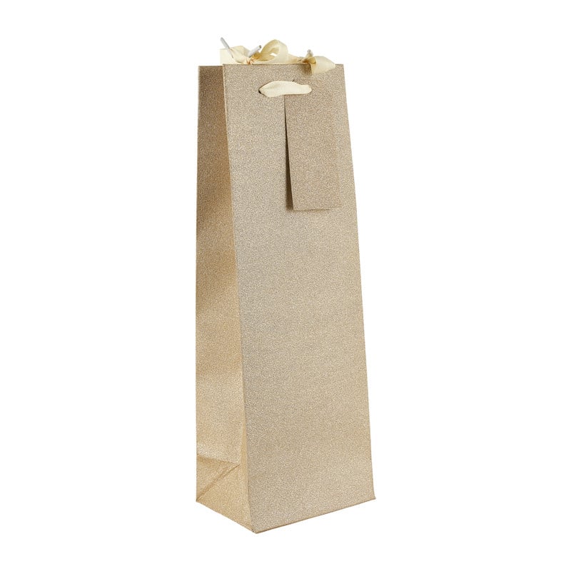 Cadeautas fles - goud - 8.5x35 cm 
