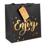 Cadeautasje enjoy - zwart en goud - 26x27 cm
