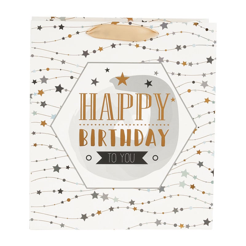 Cadeautasje Happy birthday - ster - 23x26 cm