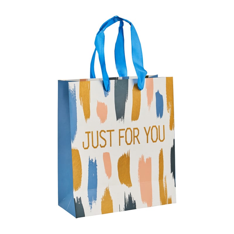Cadeautasje just for you - blauw - 18x21 cm