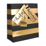 Cadeautasje zwart met goud - stripes - 18x21 cm