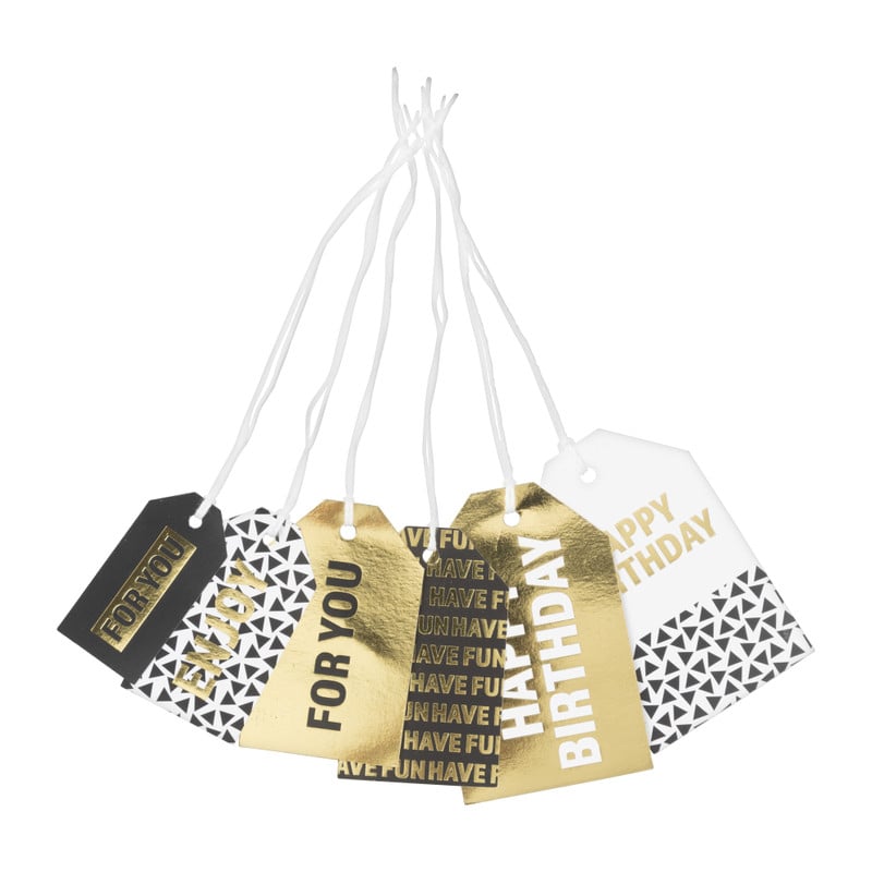 Labels goud/zwart - 12 stuks - 10x13 cm