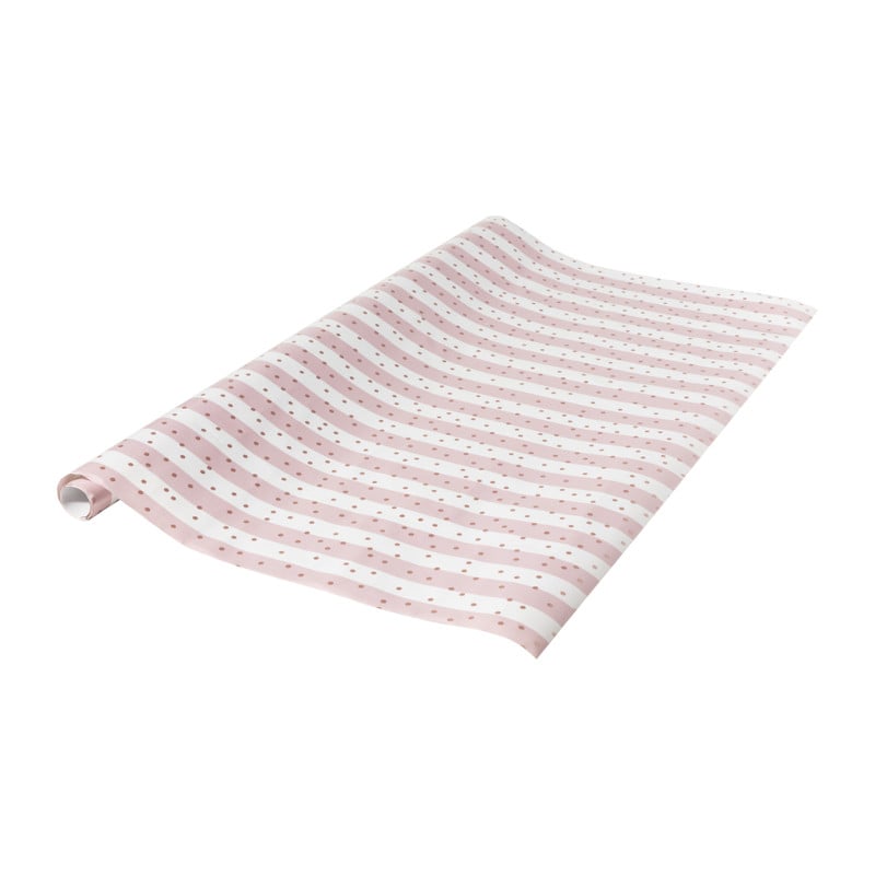 Inpakpapier streep & stipjes - roze - 70x200 cm