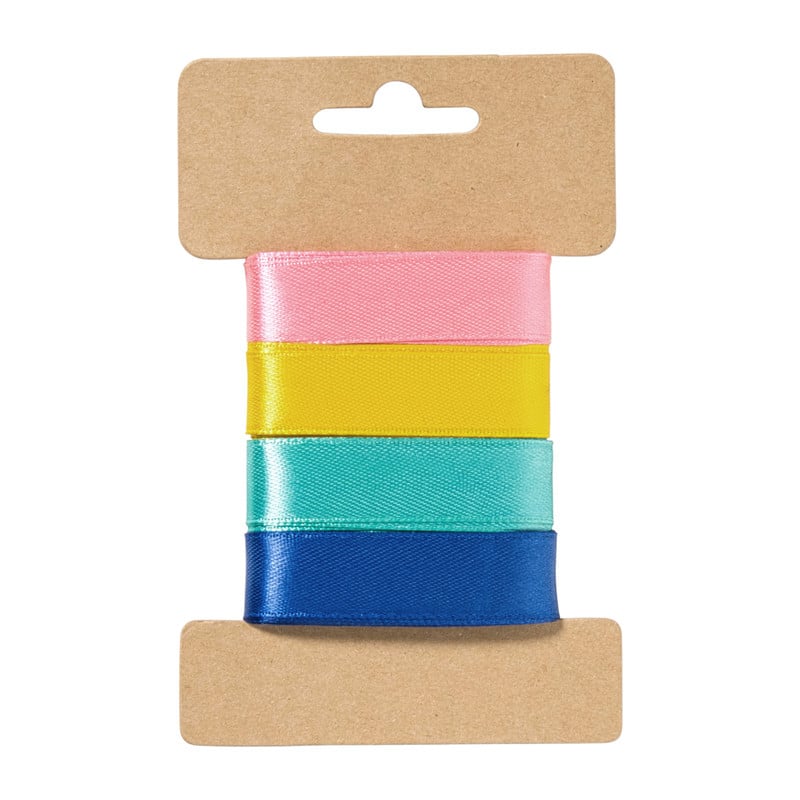 Satijnen lint 3 meter - pastel - set van 4 