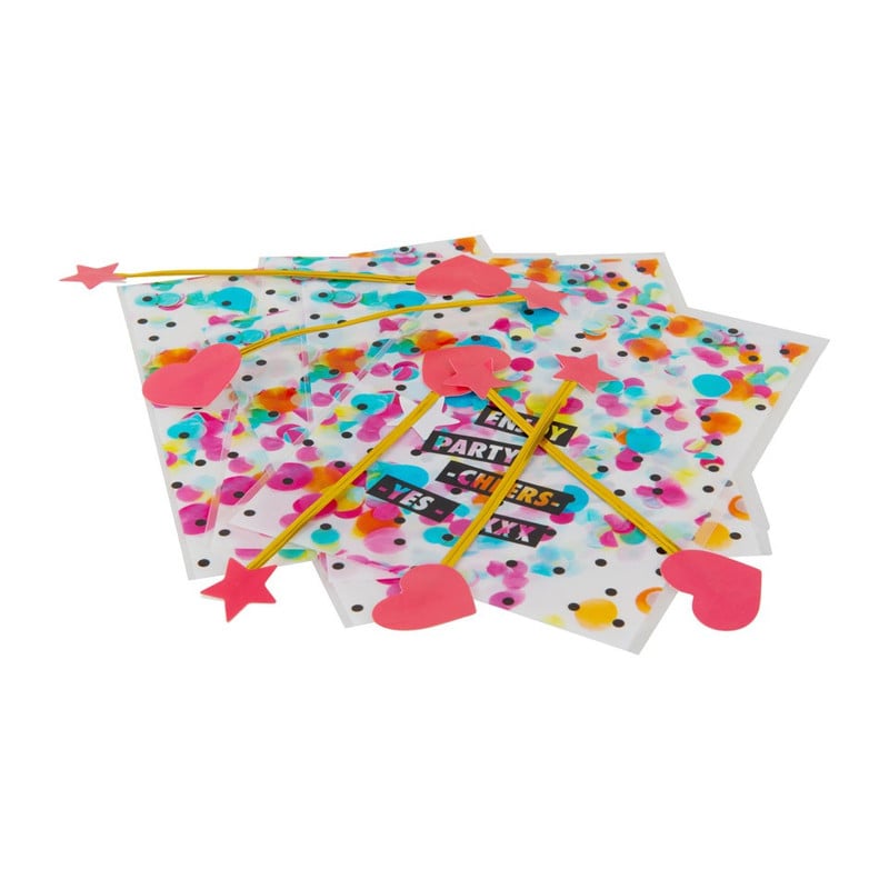 Cadeautasjes confetti - 12x15 cm - set van 6