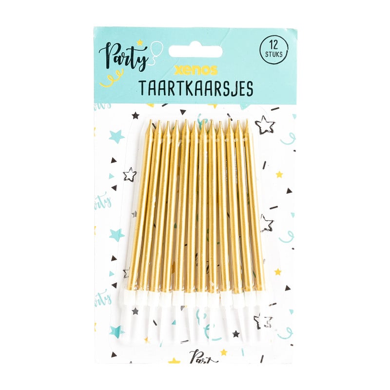 Taartkaarsjes - goud - set van 12