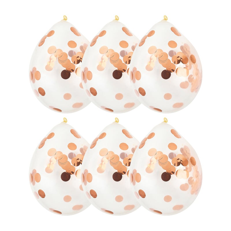 Confettiballon - paars/roze - 6 stuks