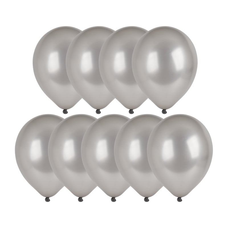 Ballonnen metallic - zilver - set van 9