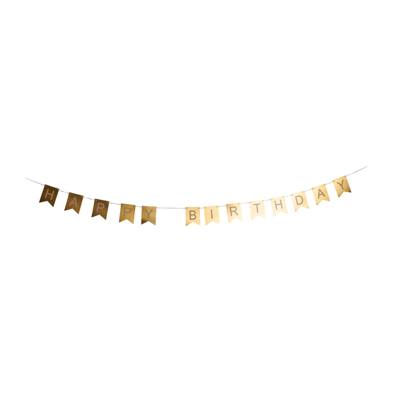 Slinger happy birthday - goud - 4 meter