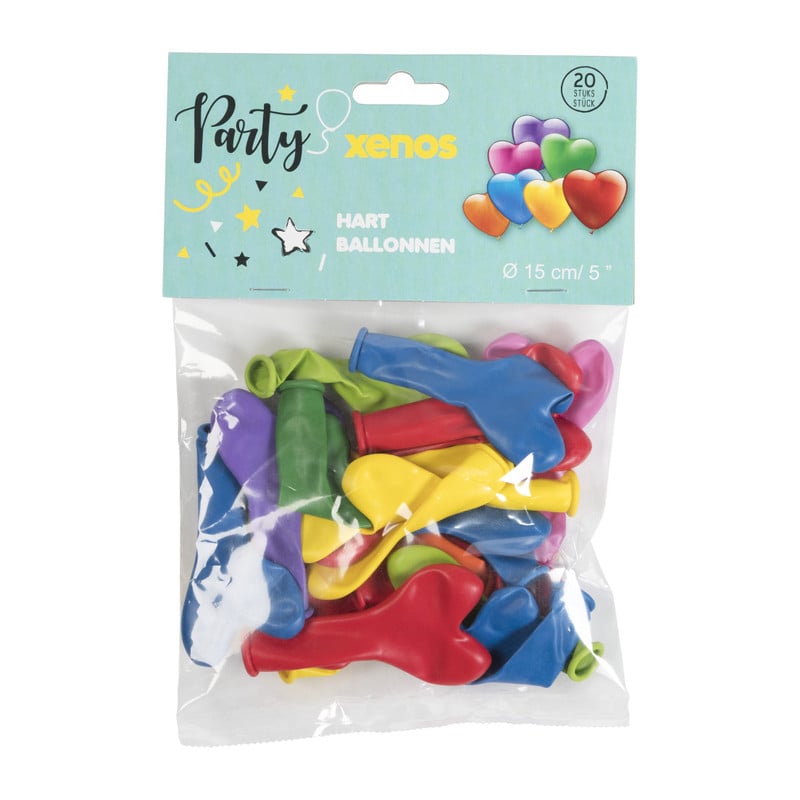 Ballonnen hart - multikleur - set van 20