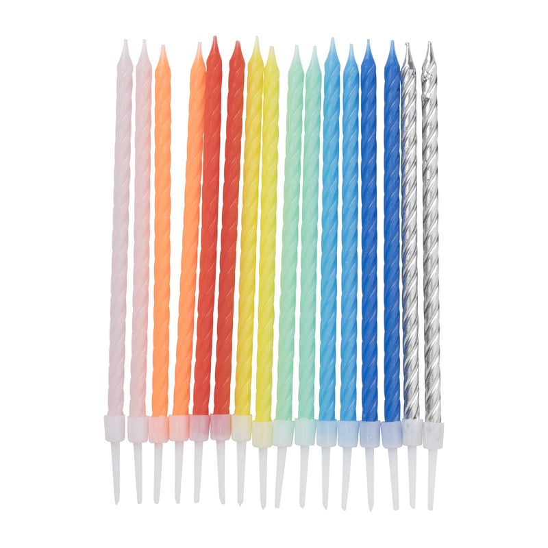 Taartkaarsjes swirl - multikleur - set van 16