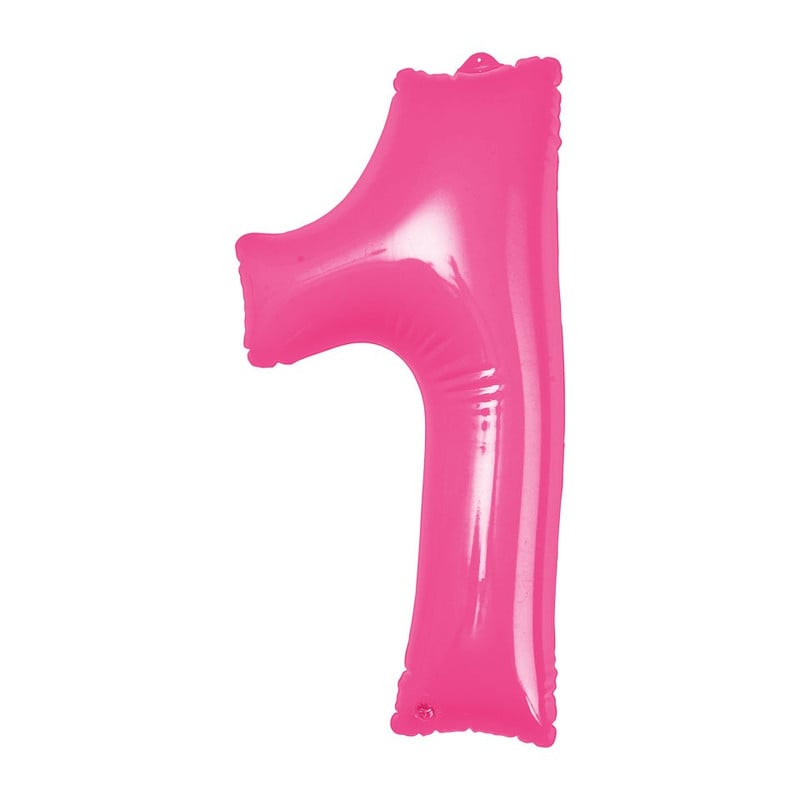 Opblaasbaar cijfer 1 - roze