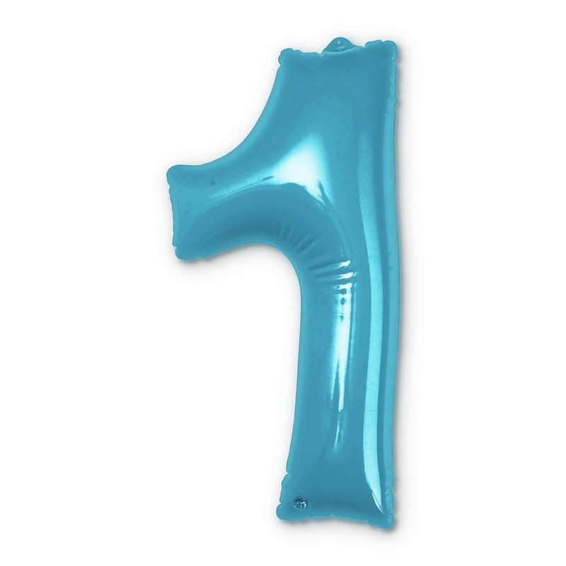Opblaasbaar cijfer 1 - blauw