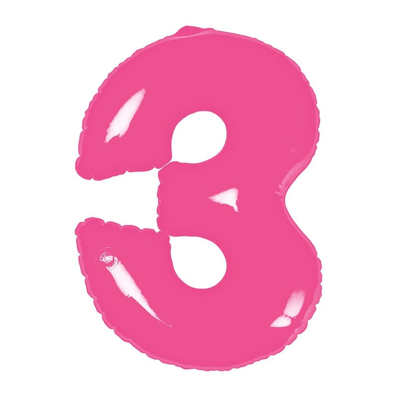 Opblaasbaar cijfer 3 - roze