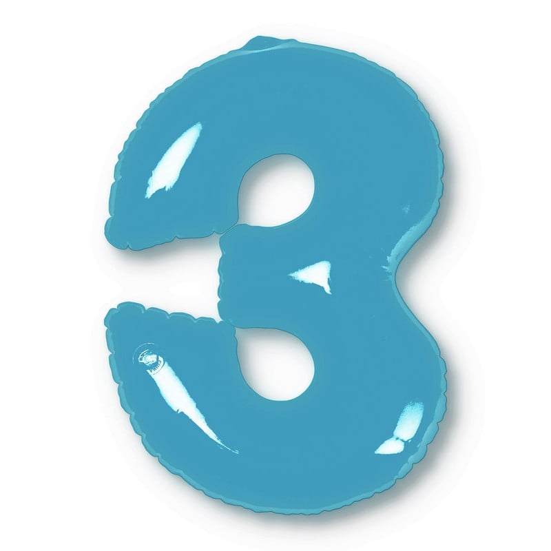 Opblaasbaar cijfer 3 - blauw
