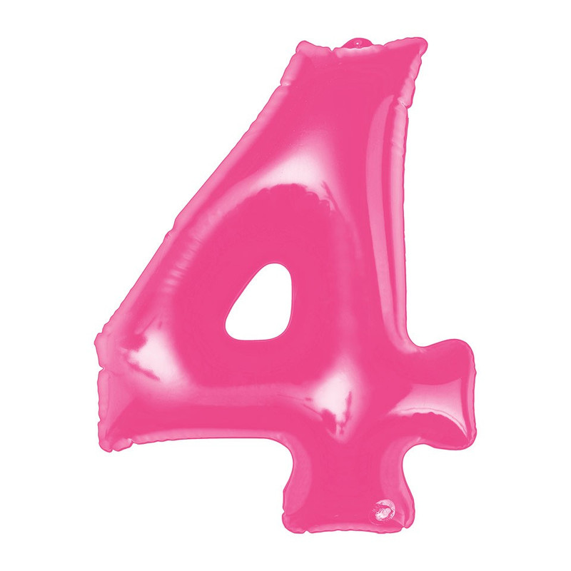 Opblaasbaar cijfer 4 - roze