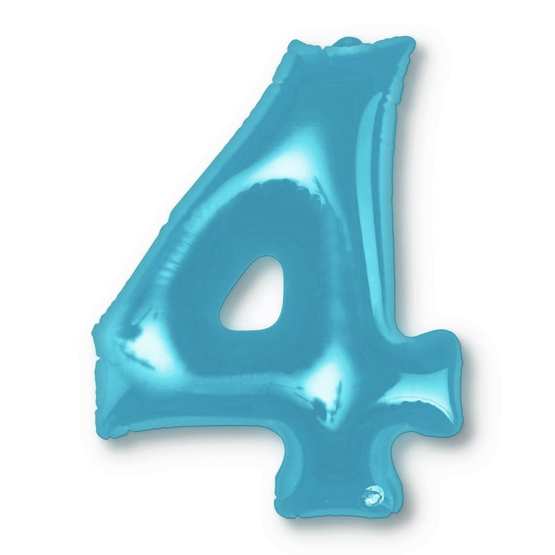 Opblaasbaar cijfer 4 - blauw