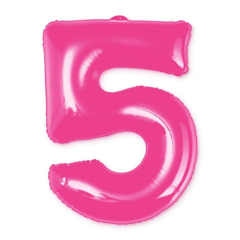 Opblaasbaar cijfer 5 - roze