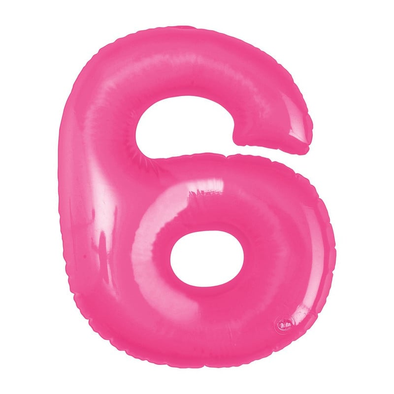 Opblaasbaar cijfer 6 - roze