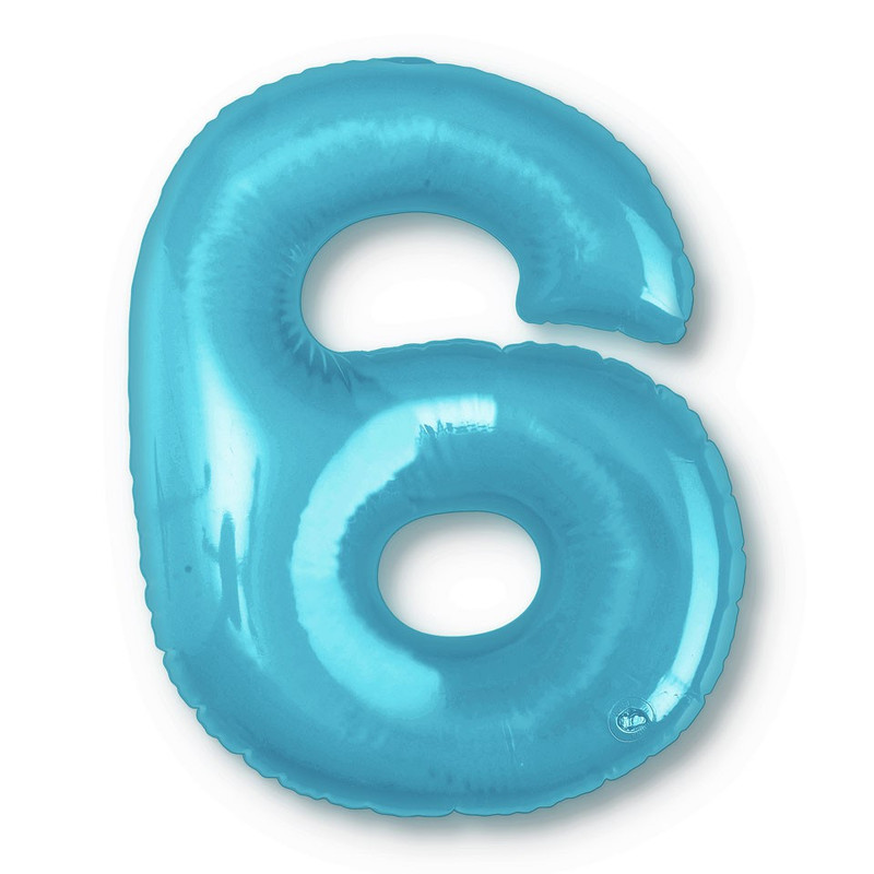 Opblaasbaar cijfer 6 - blauw