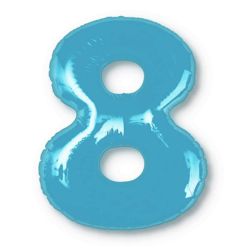 Opblaasbaar cijfer 8 - blauw