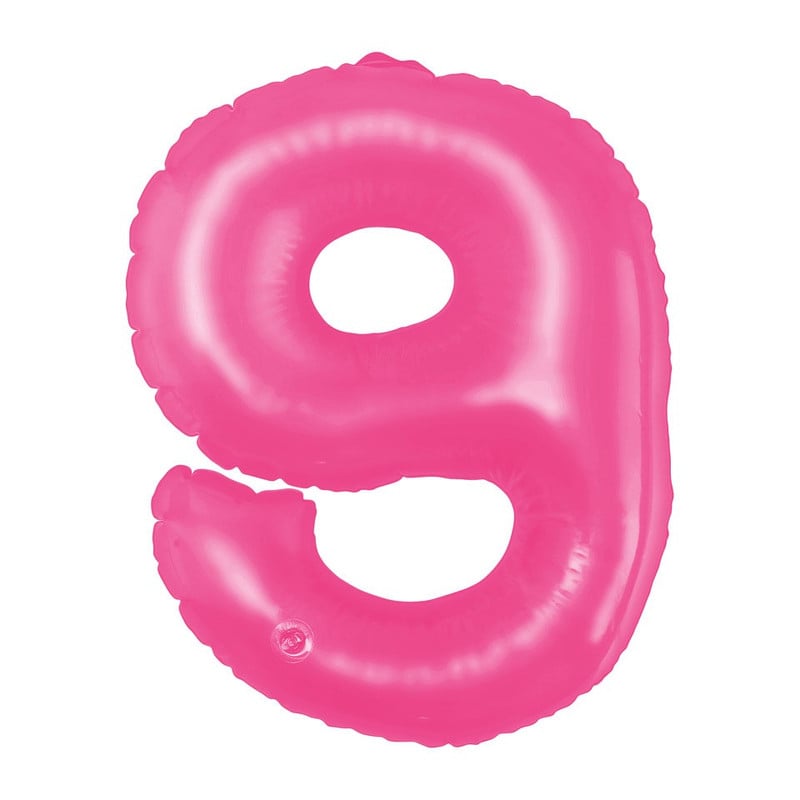 Opblaasbaar cijfer 9 - roze