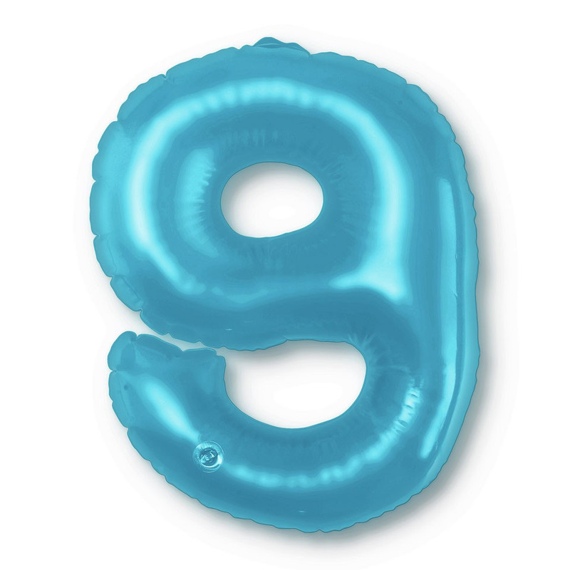 Opblaasbaar cijfer 9 - blauw