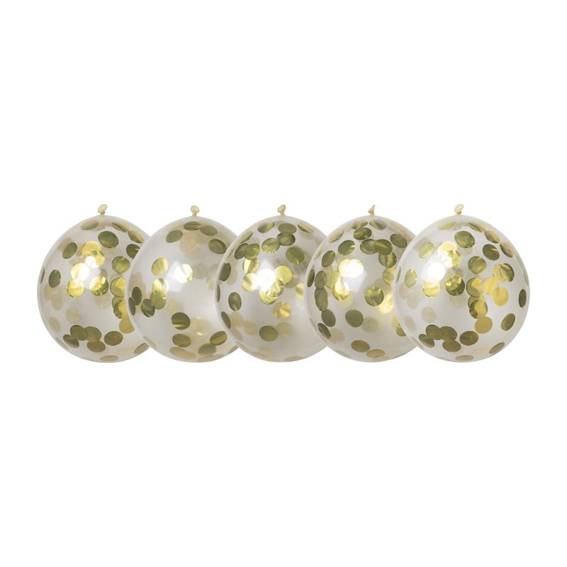 Confettiballon - goud - 5 stuks