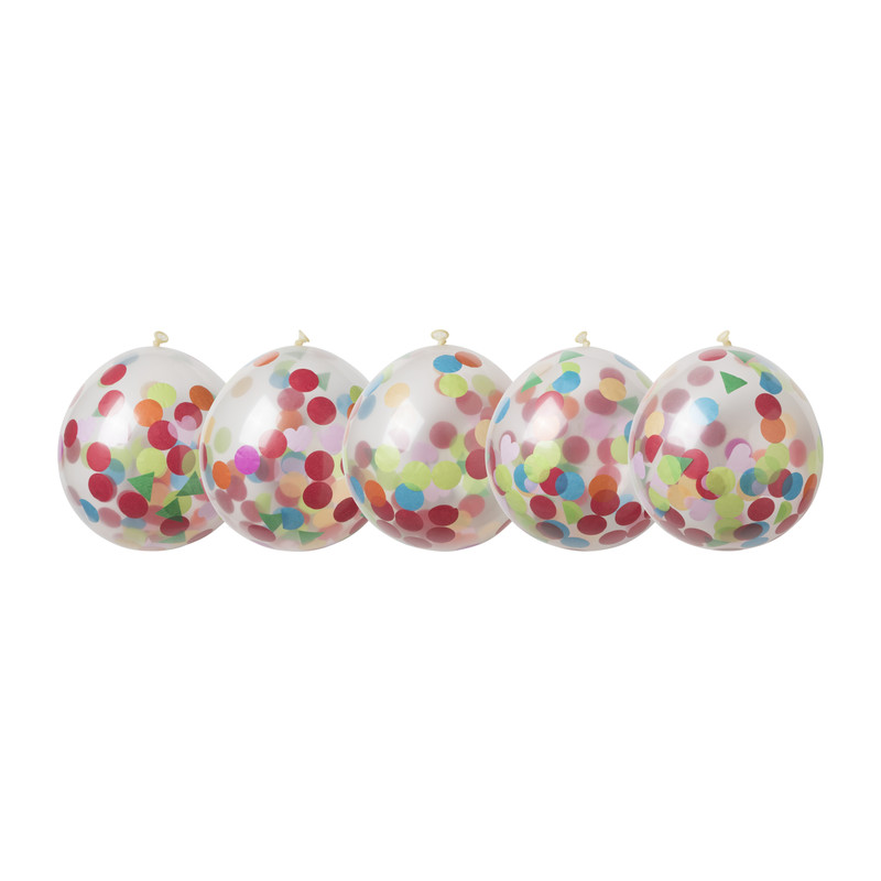Confettiballon - gekleurd - 5 stuks