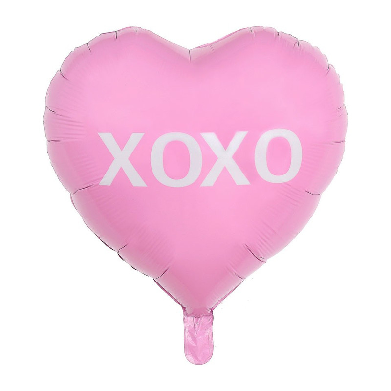 Folie ballon hart - roze/wit - set van 2 