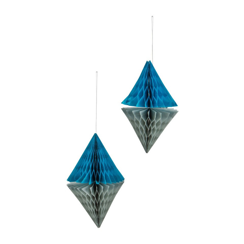 Honeycomb ruit - blauw/grijs - set van 2