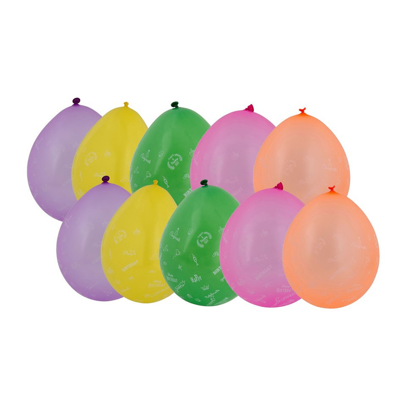 Ballon neon happy birthday - 10 st
