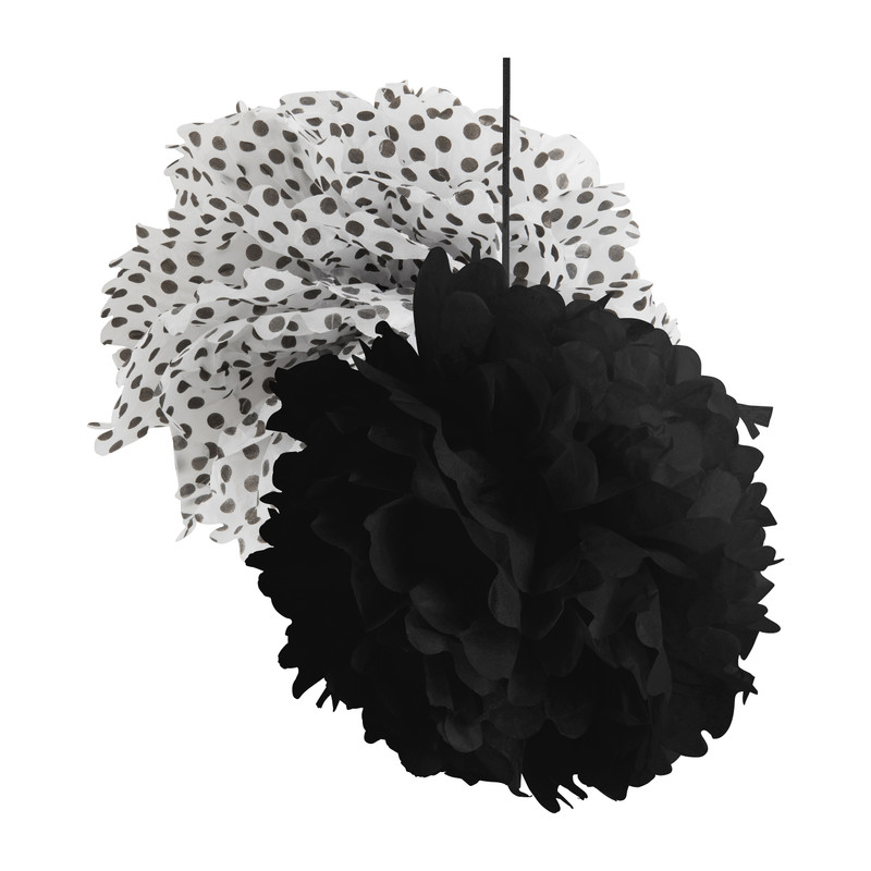 Pompoms DIY - wit/zwart - set van 2