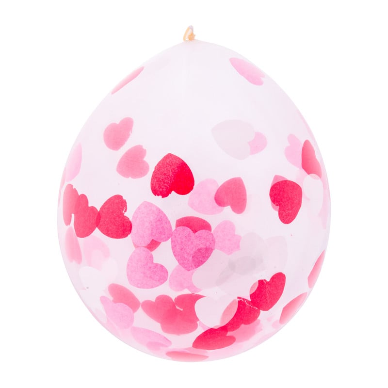 Ballon confetti - hartjes - set van 6