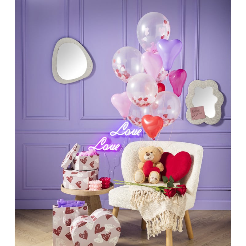 Ballon confetti - hartjes - set van 6