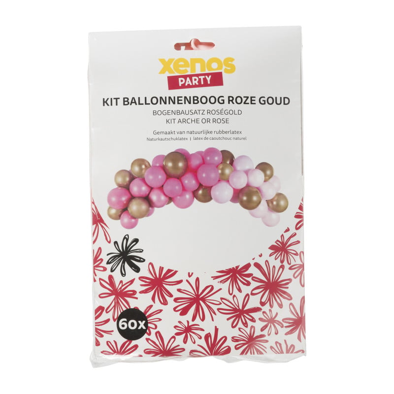 Kit ballonnenboog - roze/goudkleurig - 60 stuks