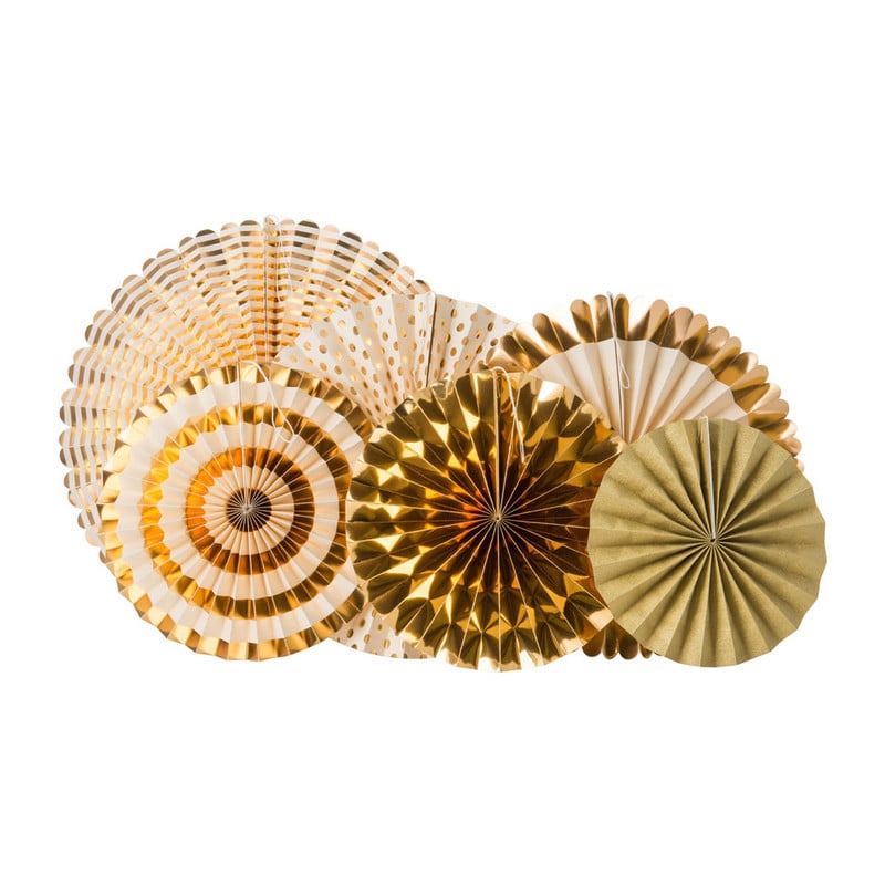 Waaiers goudkleurig - set van 6