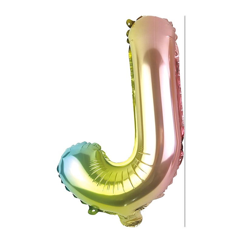 Folieballon J - regenboog metallic - 30 cm 